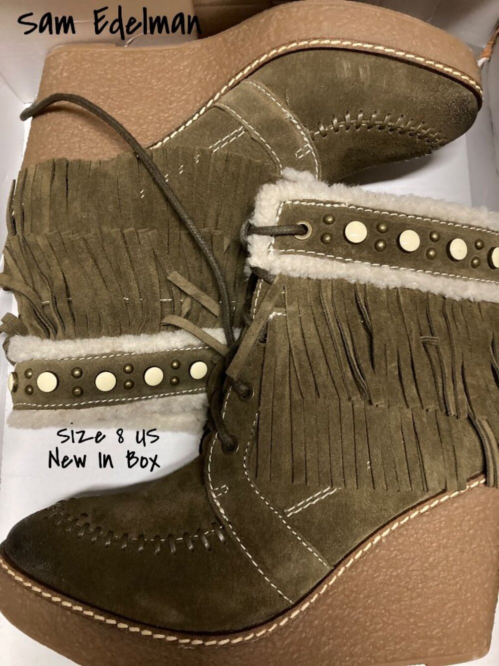 Sam Edelman Women's Suede Boot Bootie Size 8 US Moss Green New In Box